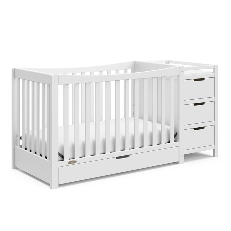 Graco Remi Crib & Changer with Premium Foam Crib and Toddler Mattress - White