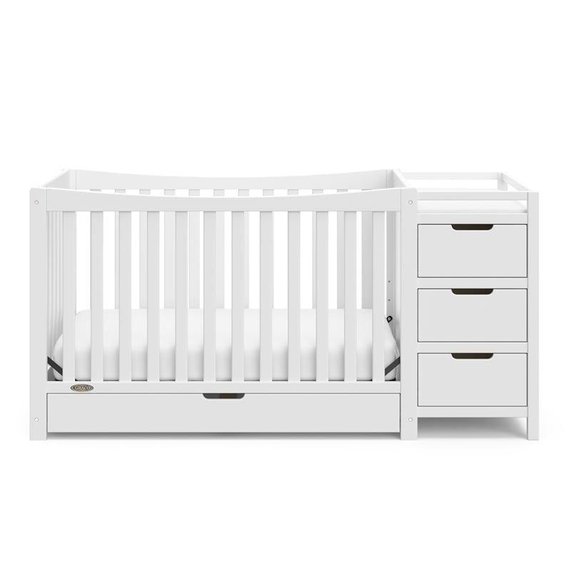 Graco Remi Crib & Changer with Premium Foam Crib and Toddler Mattress - White