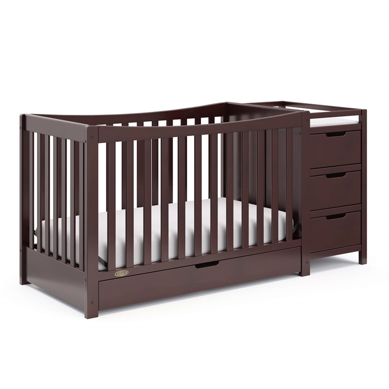 Graco Remi Crib & Changer with Premium Foam Crib & Toddler Mattress - Espresso