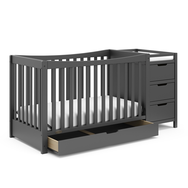 Graco Remi Crib & Changer with Premium Foam Crib and Toddler Mattress - Gray