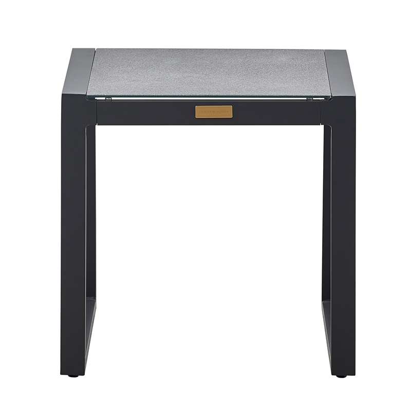 Tommy Hilfiger Hampton Outdoor Side Table with Gray Pebbled Glass