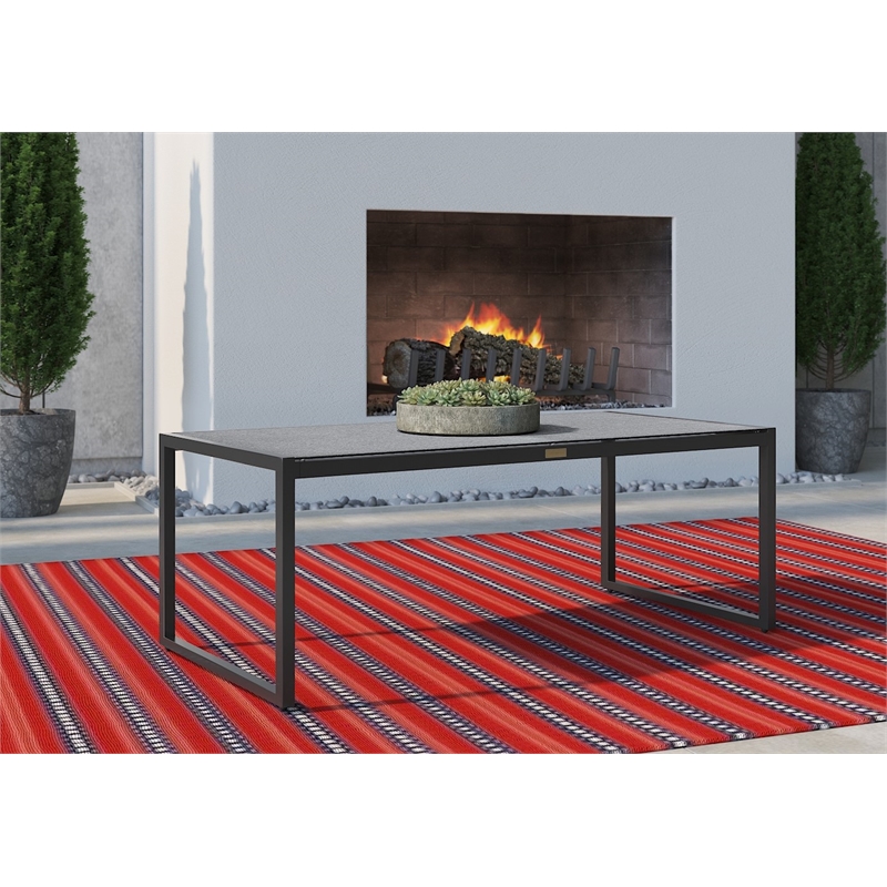 Tommy Hilfiger Hampton Outdoor Coffee Table Gray Pebbled Glass