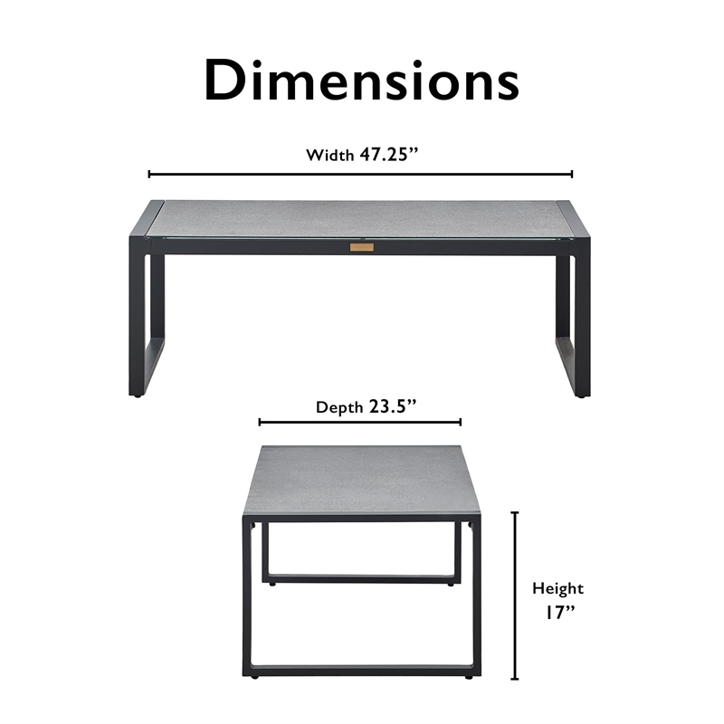 Tommy Hilfiger Hampton Outdoor Coffee Table Gray Pebbled Glass