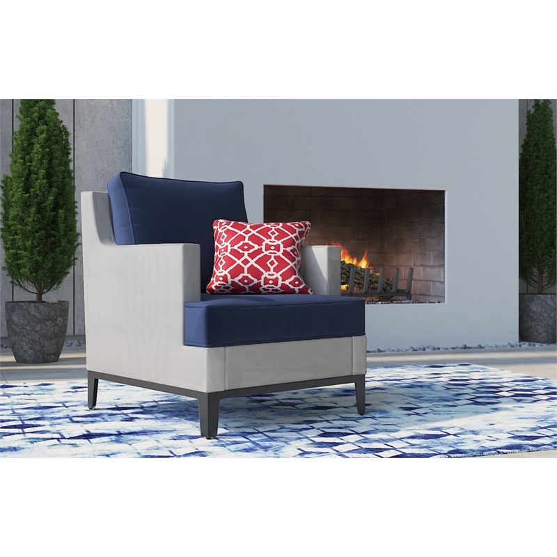 Tommy Hilfiger Hampton Outdoor Mesh Chair with Cushions White and Navy