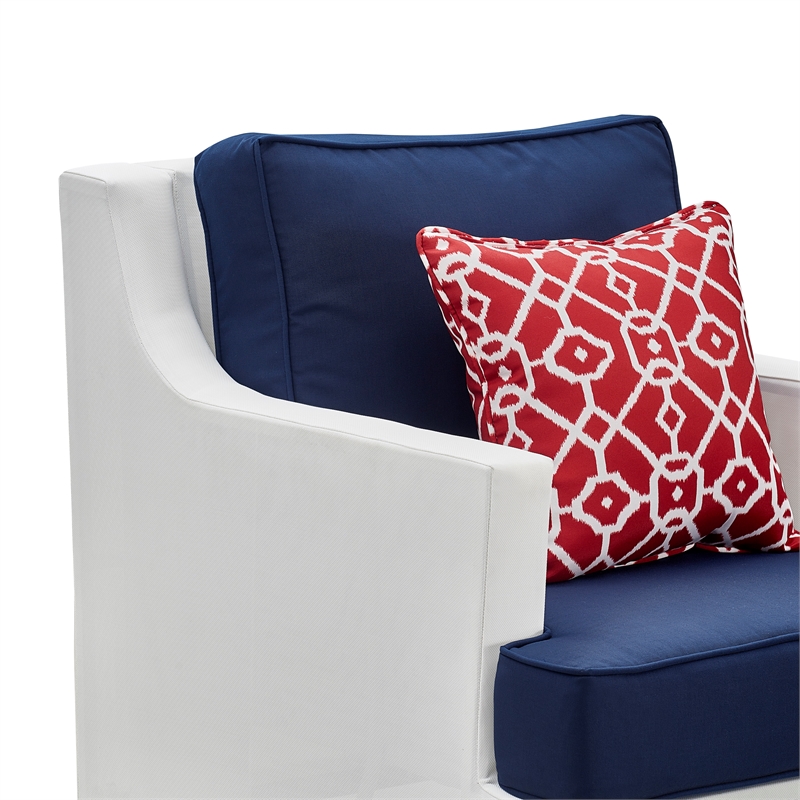 Tommy Hilfiger Hampton Outdoor Mesh Chair with Cushions White and Navy