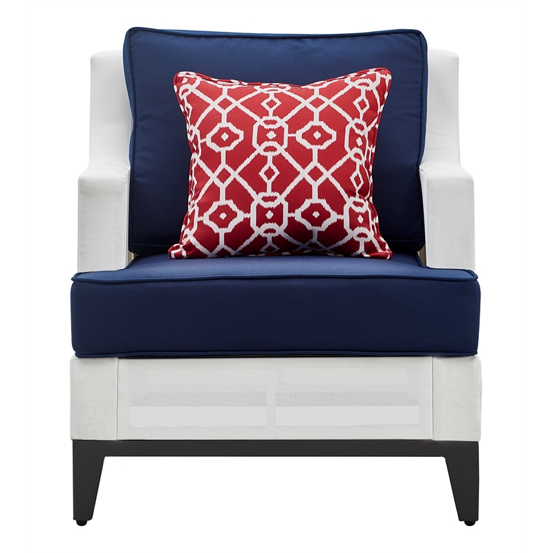 Tommy Hilfiger Hampton Outdoor Mesh Chair with Cushions White and Navy