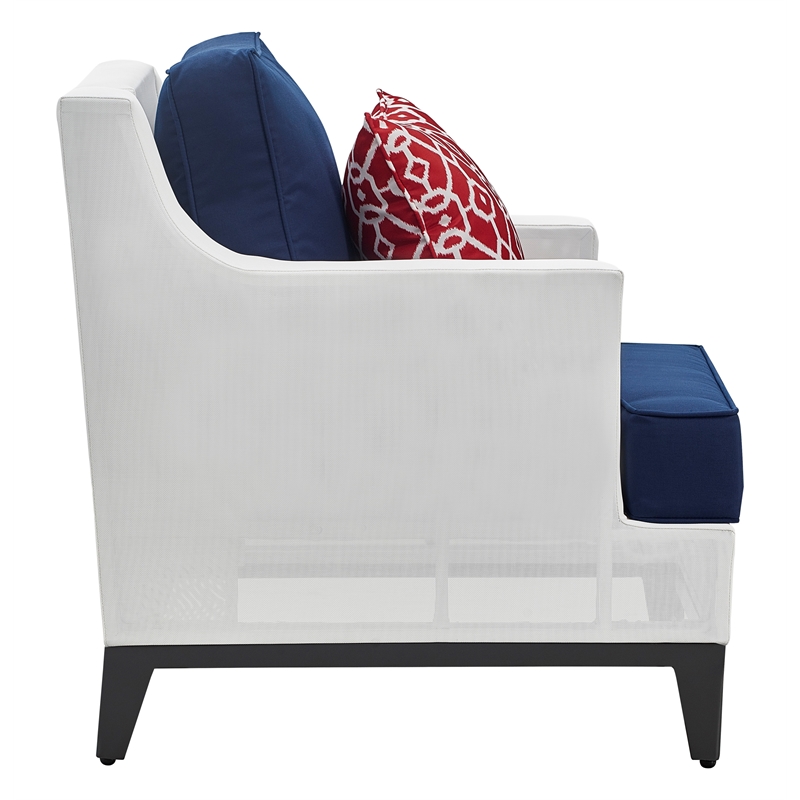 Tommy Hilfiger Hampton Outdoor Mesh Chair with Cushions White and Navy