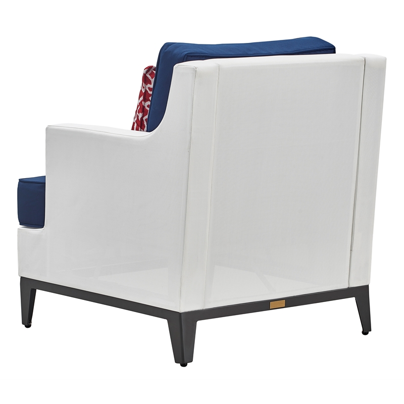Tommy Hilfiger Hampton Outdoor Mesh Chair with Cushions White and Navy