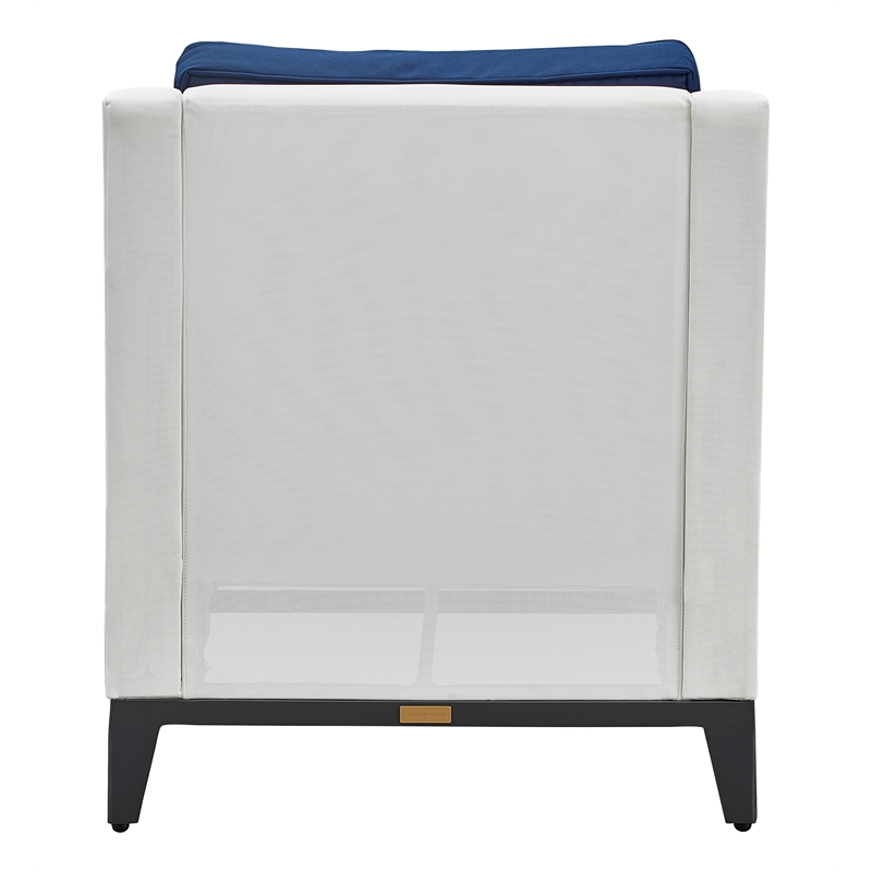 Tommy Hilfiger Hampton Outdoor Mesh Chair with Cushions White and Navy