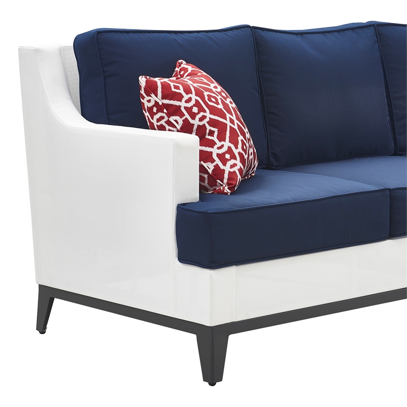 Tommy Hilfiger Hampton Outdoor Mesh Sofa Coastal White and Navy