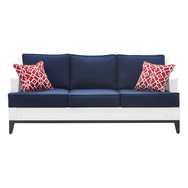 Tommy Hilfiger Hampton Outdoor Mesh Sofa Coastal White and Navy