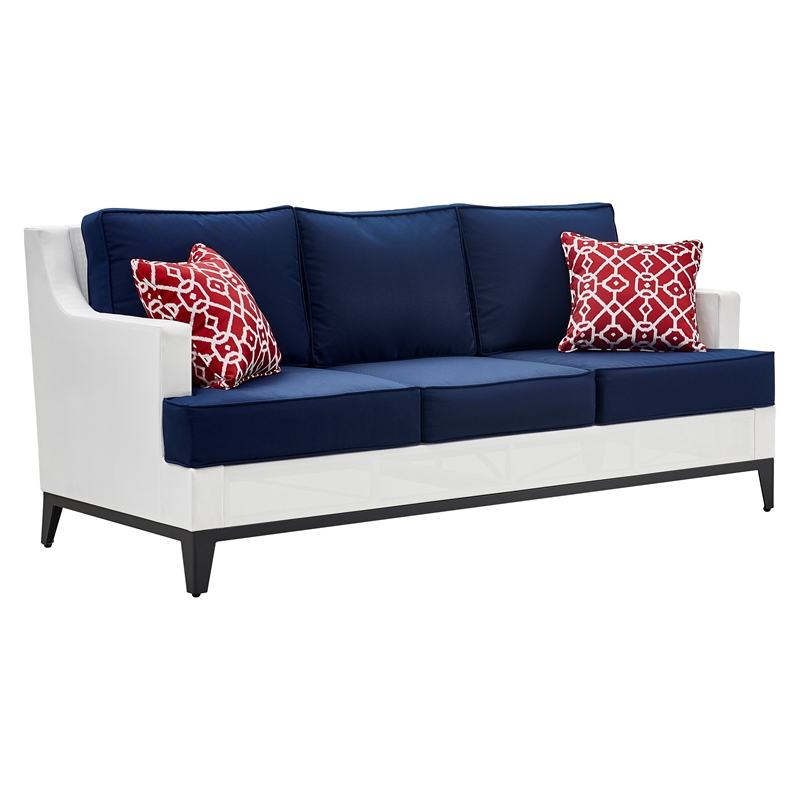 Tommy Hilfiger Hampton Outdoor Mesh Sofa Coastal White and Navy