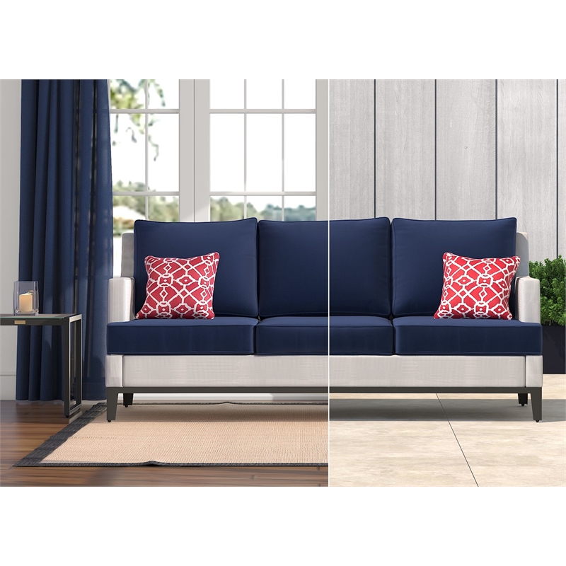 Tommy Hilfiger Hampton Outdoor Mesh Sofa Coastal White and Navy