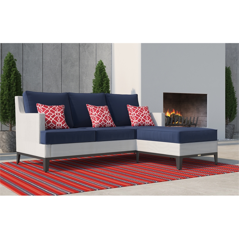 Tommy Hilfiger Hampton Outdoor Mesh Sectional Coastal White and Navy