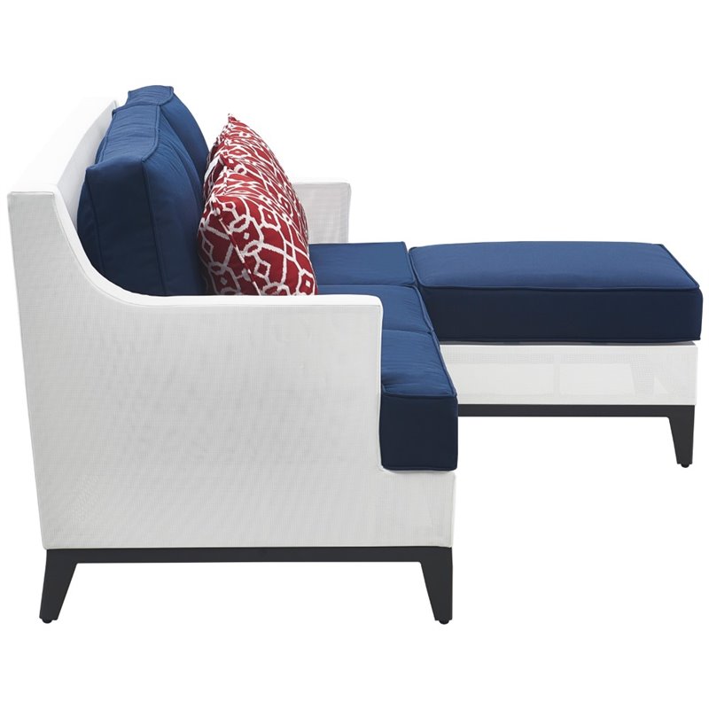 Tommy Hilfiger Hampton Outdoor Mesh Sectional Coastal White and Navy