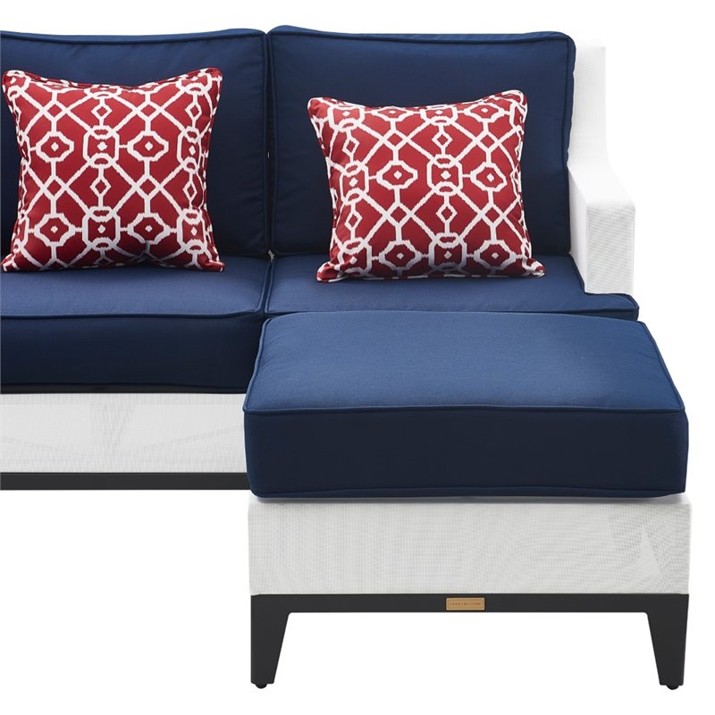 Tommy Hilfiger Hampton Outdoor Mesh Sectional Coastal White and Navy