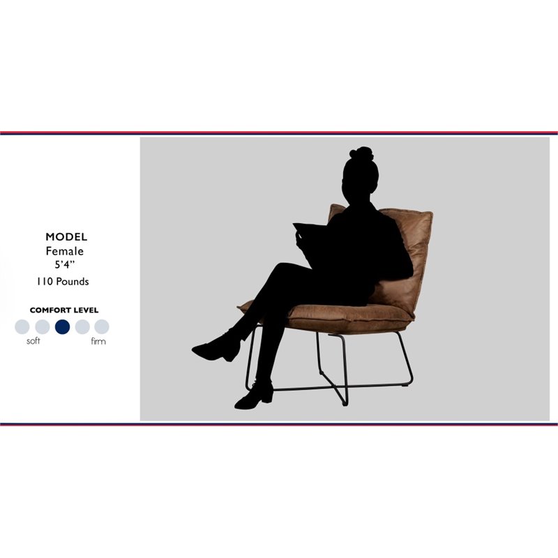 Tommy Hilfiger Ellington Armless Lounge Chair Brown Faux Leather
