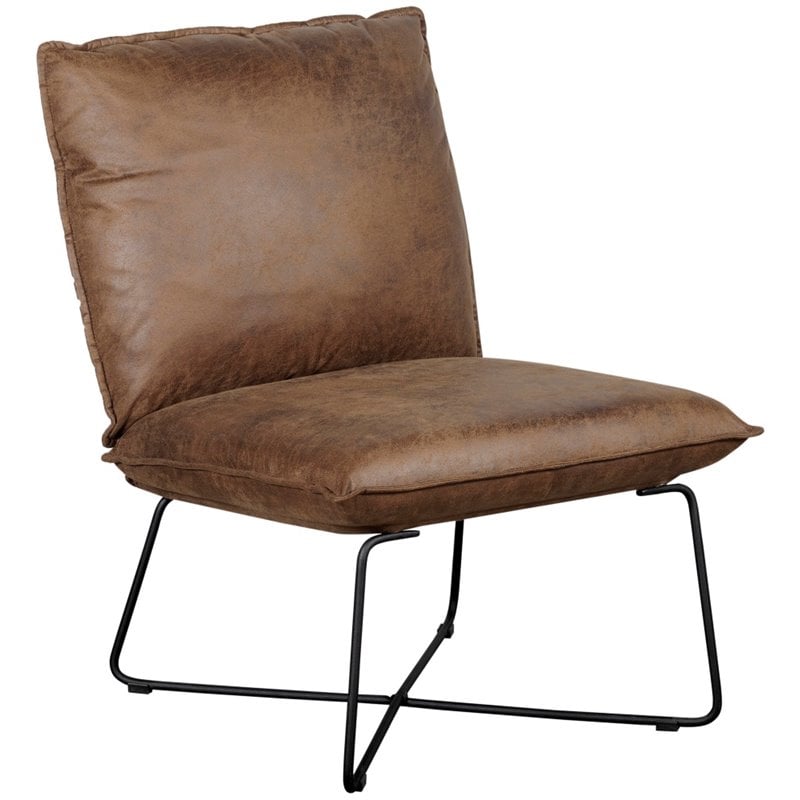 Tommy Hilfiger Ellington Armless Lounge Chair Brown Faux Leather