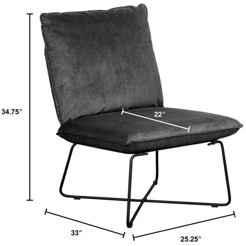 Tommy Hilfiger Ellington Armless Lounge Chair in Dark Charcoal