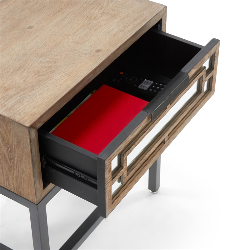 Tommy Hilfiger Hayworth Mirrored Side Table in Ash Gray