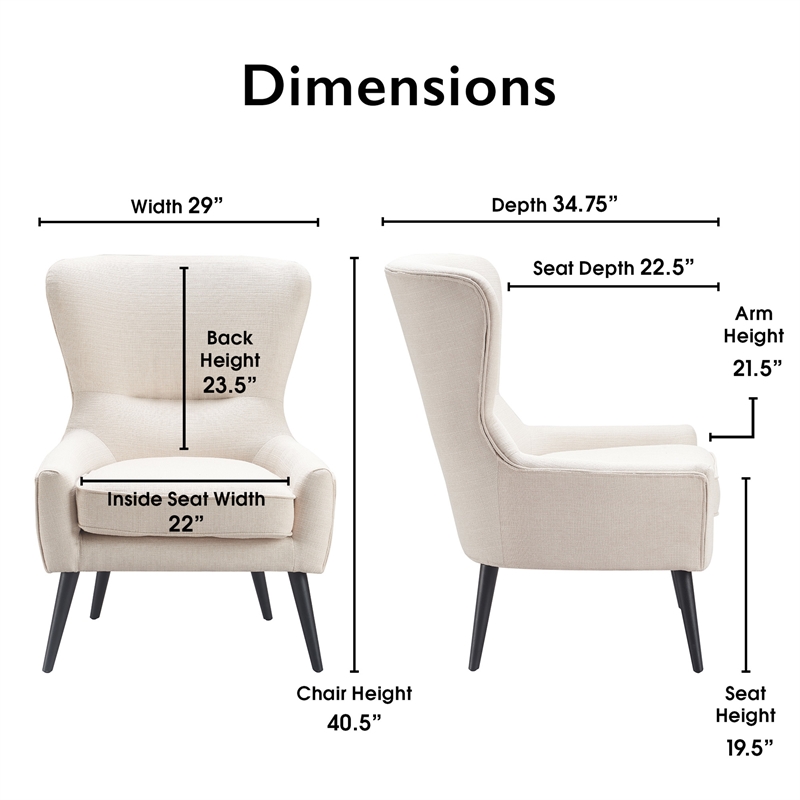 Tommy Hilfiger Auburn Wingback Chair Natural Ivory
