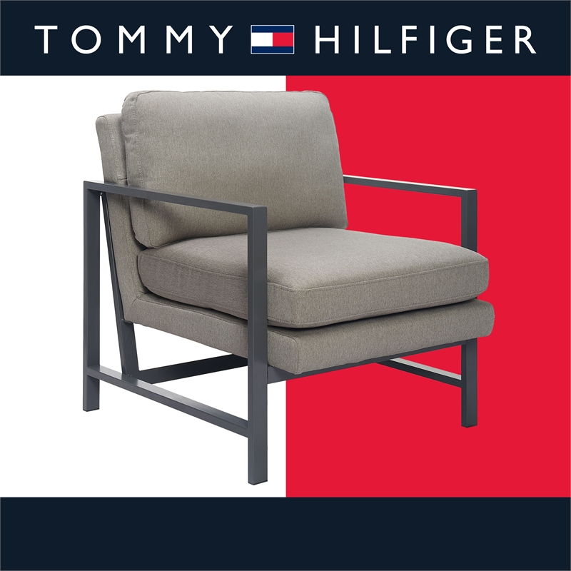 Tommy Hilfiger Russell Bronze Metal Frame Accent Chair Grey
