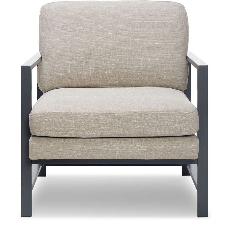 Tommy Hilfiger Russell Grey Metal Frame Accent Chair Linen