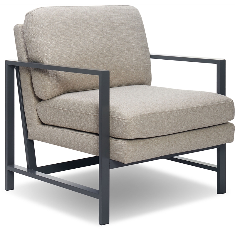 Tommy Hilfiger Russell Grey Metal Frame Accent Chair Linen