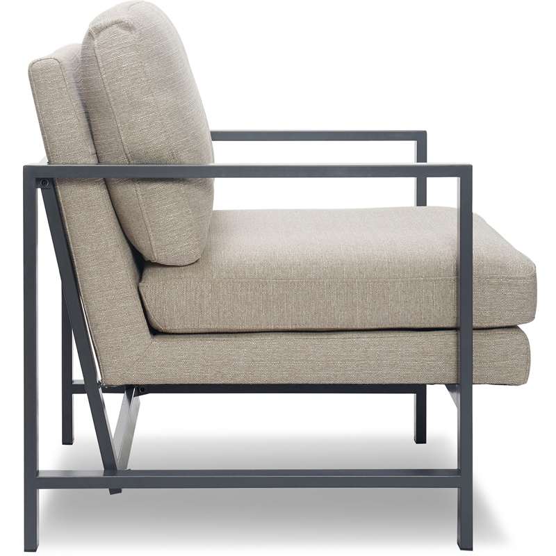 Tommy Hilfiger Russell Grey Metal Frame Accent Chair Linen