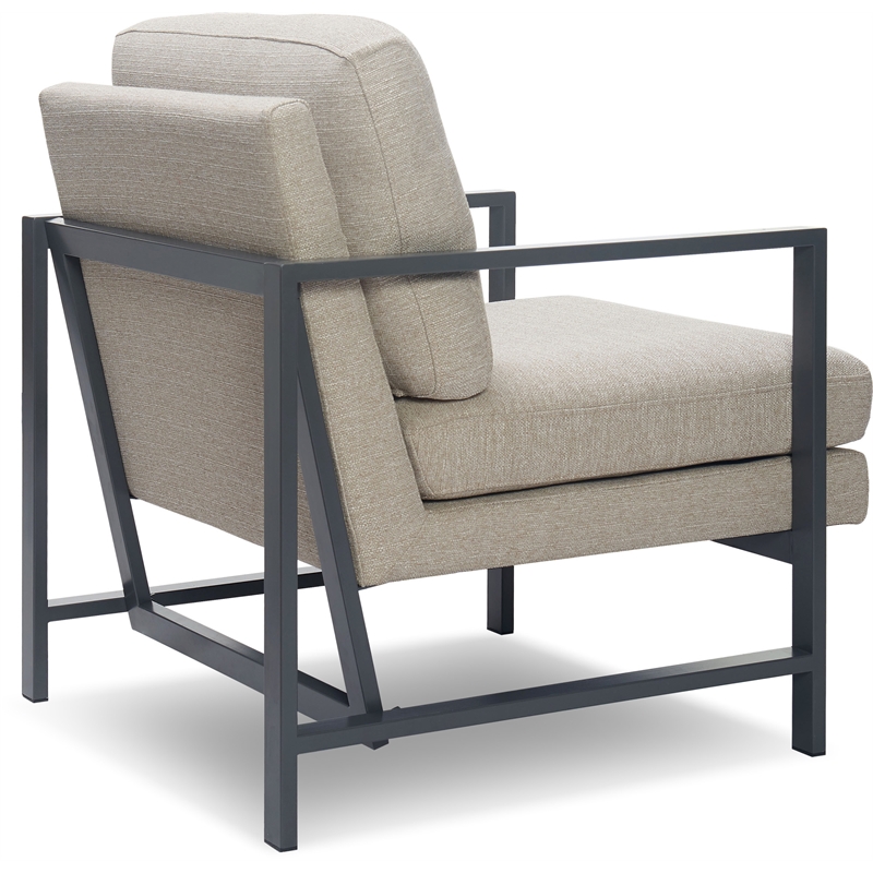 Tommy Hilfiger Russell Grey Metal Frame Accent Chair Linen