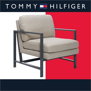 Tommy Hilfiger Russell Grey Metal Frame Accent Chair Linen