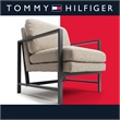 Tommy Hilfiger Russell Grey Metal Frame Accent Chair Linen