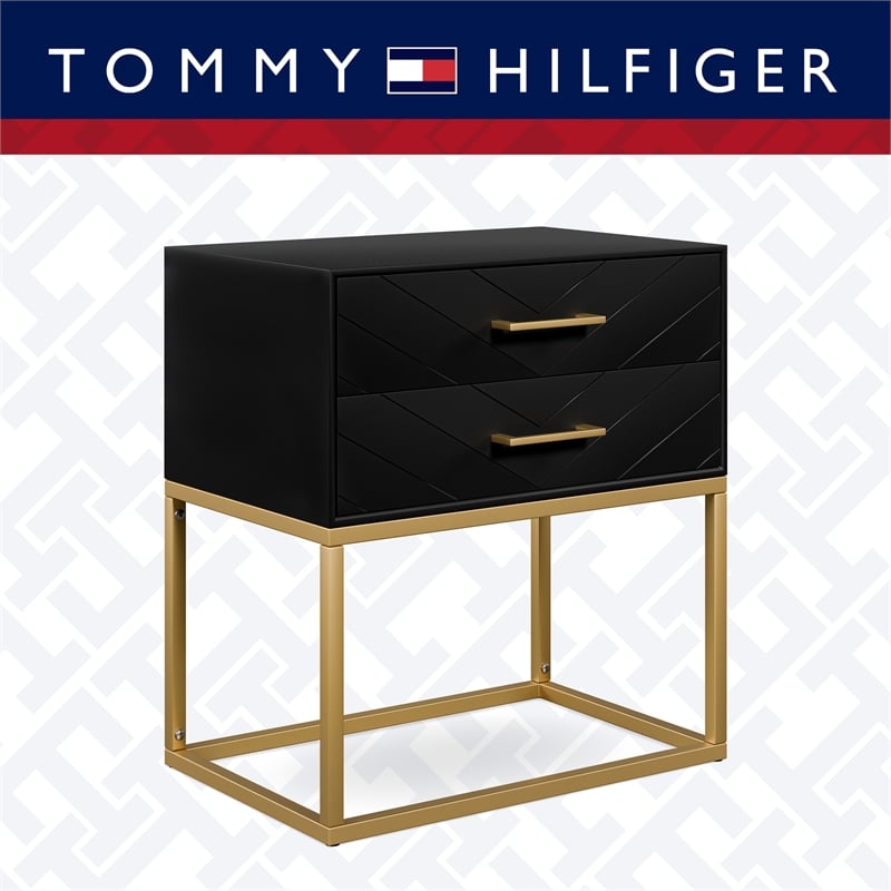 Tommy Hilfiger Ellias Bedside Table Black and Gold