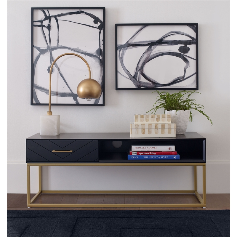 Tommy Hilfiger Ellias TV Stand Black and Gold