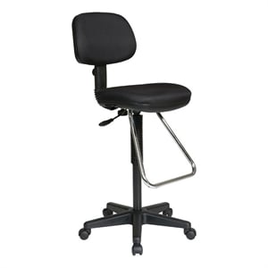 Scranton & Co Contemporary Fabric Drafting Chair with Teardrop Footrest in Black