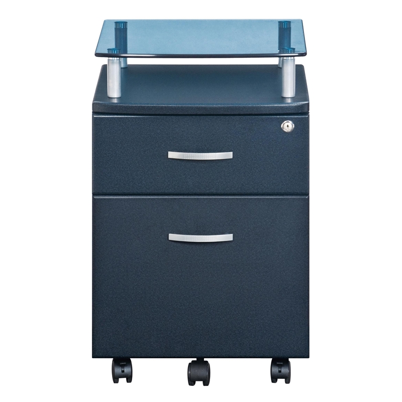 Scranton & Co 2 Drawer Wood Mobile File Cabinet in Graphite