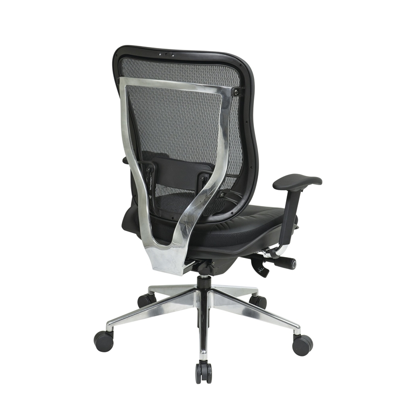 Scranton & Co Leather High Back Office Chair in Black Gunmetal