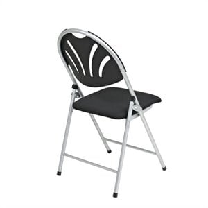 Scranton & Co Plastic Black Folding Chair Silver Frame Stackable 35.5&quot H x 19.5&quot W x 22&quot D