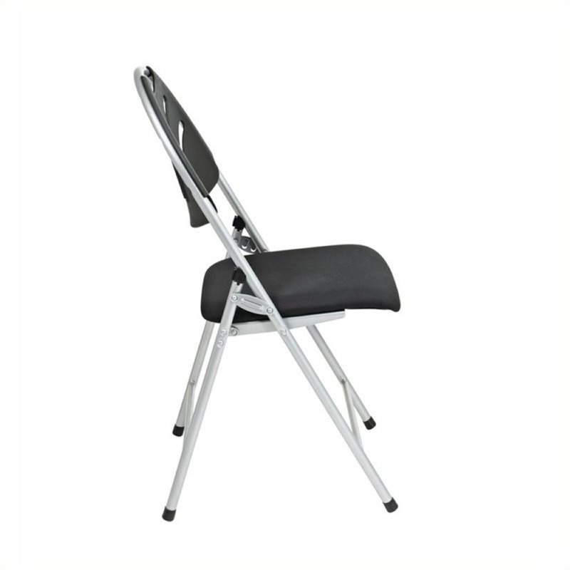 Scranton & Co Plastic Black Folding Chair Silver Frame Stackable 35.5