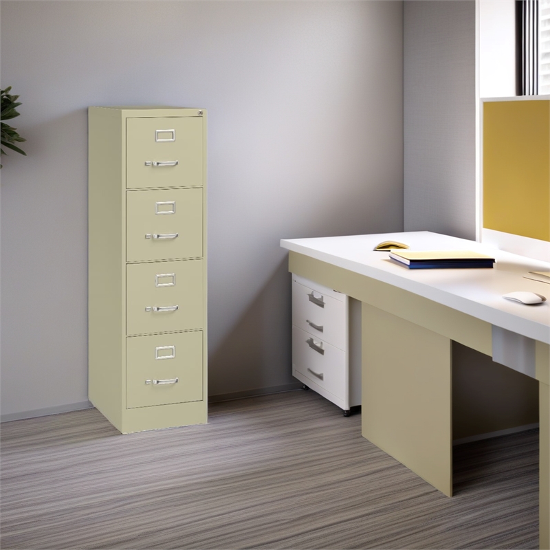 Scranton & Co Aluminum Beige Filing Cabinet Vertical Lockable 4-Drawer 22