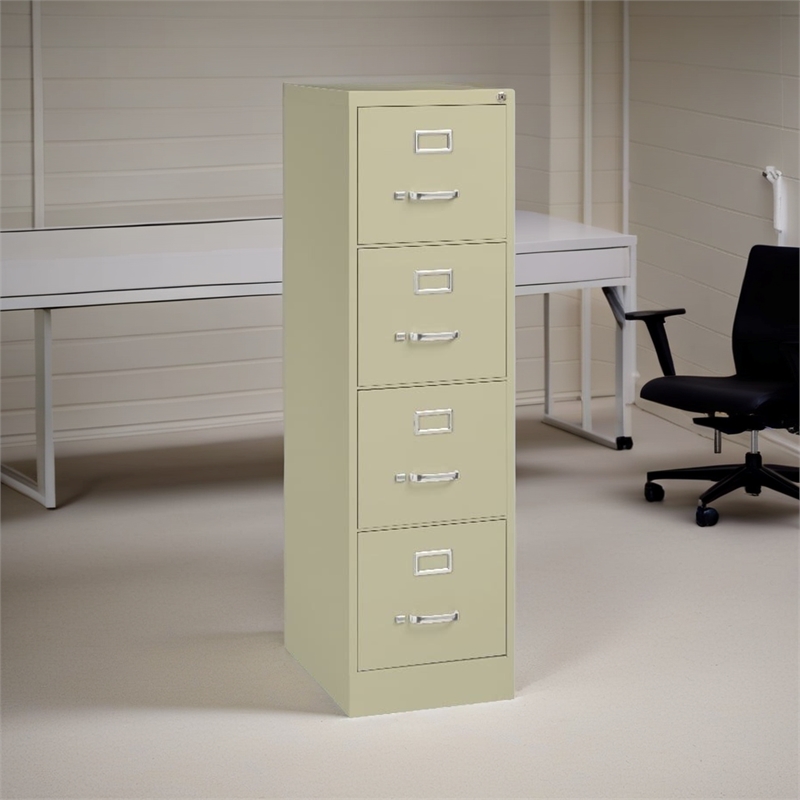 Scranton & Co Aluminum Beige Filing Cabinet Vertical Lockable 4-Drawer 22