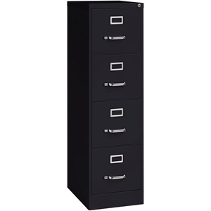 Scranton & Co 22&quot 4-Drawer Metal Letter Width Vertical Filing Cabinet in Black