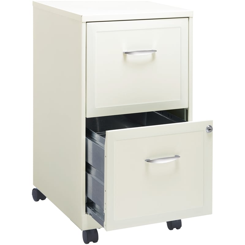 Scranton & Co 2-Drawer Metal Mobile Vertical Filing Cabinet in White