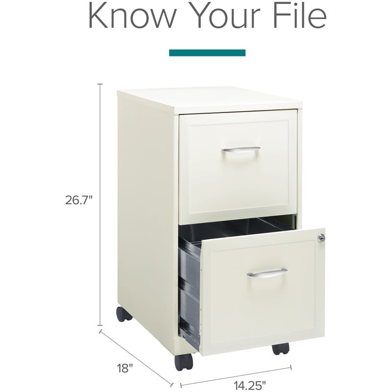 Scranton & Co 2-Drawer Metal Mobile Vertical Filing Cabinet in White