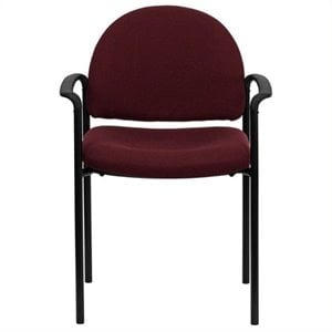 Scranton & Co Stackable Side Guest Chair with Arms in Burgundy