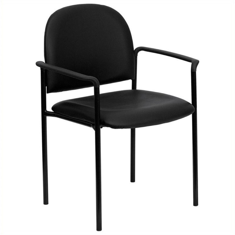 Scranton & Co Faux Leather Black Side Guest Chair with Arms 33.25