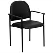 Scranton & Co Faux Leather Black Side Guest Chair with Arms 33.25