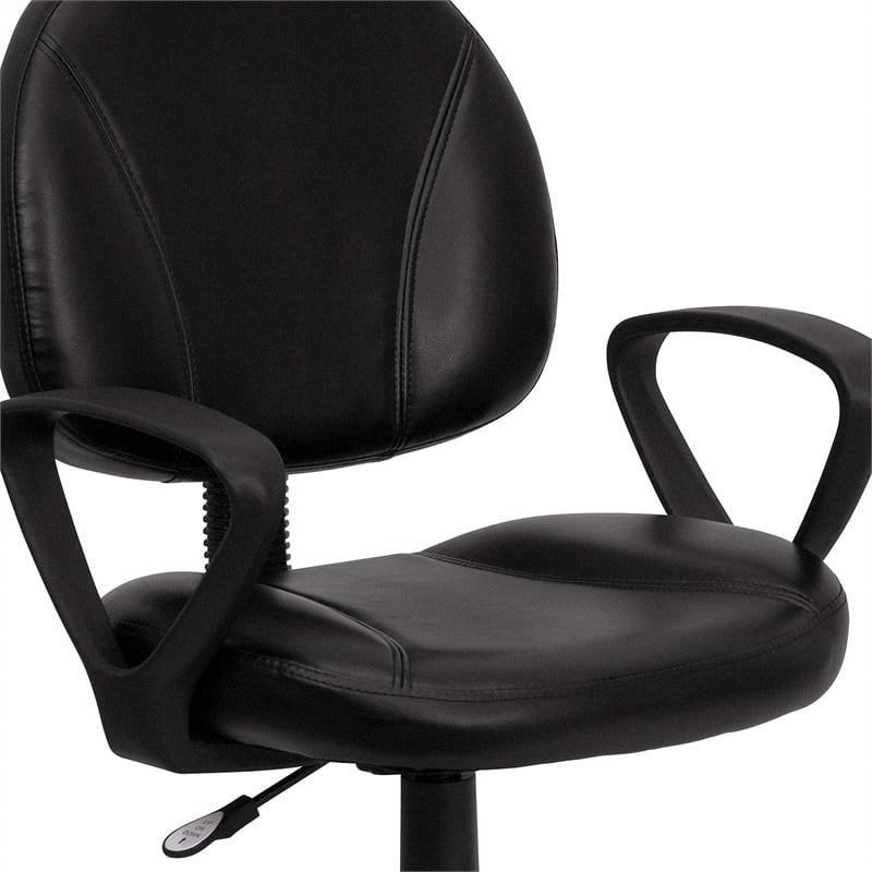 Scranton & Co Leather Ergonomic Task Office Chair in Black with Arms