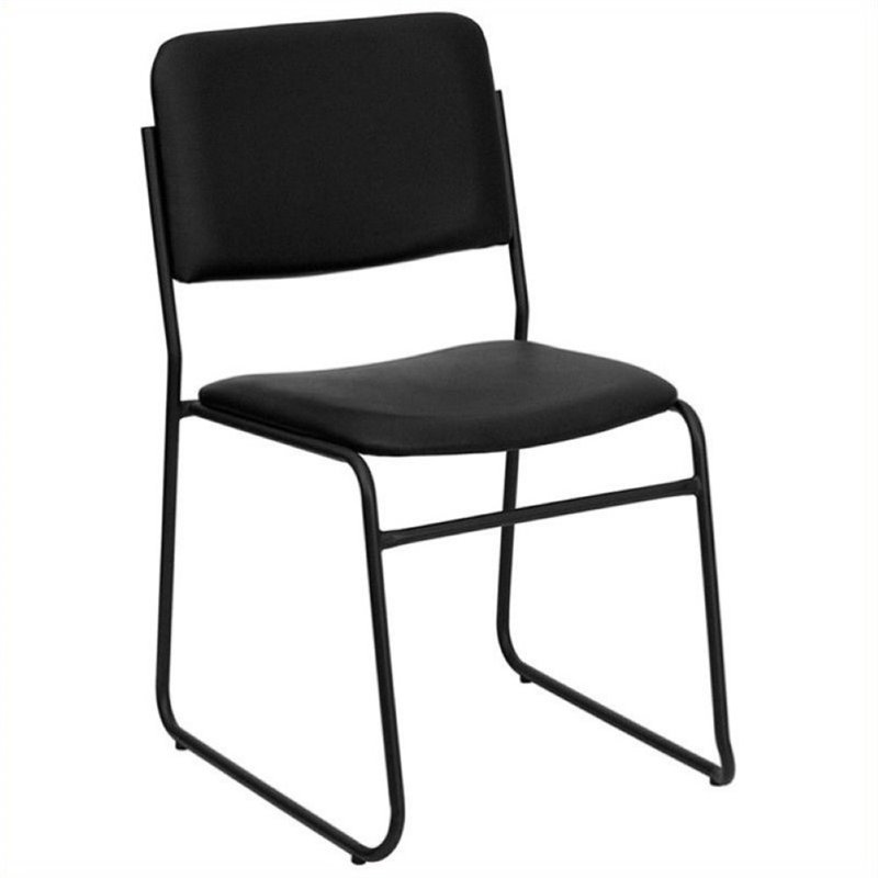 Scranton & Co Faux Leather Stacking Chair with Sled Base in Black