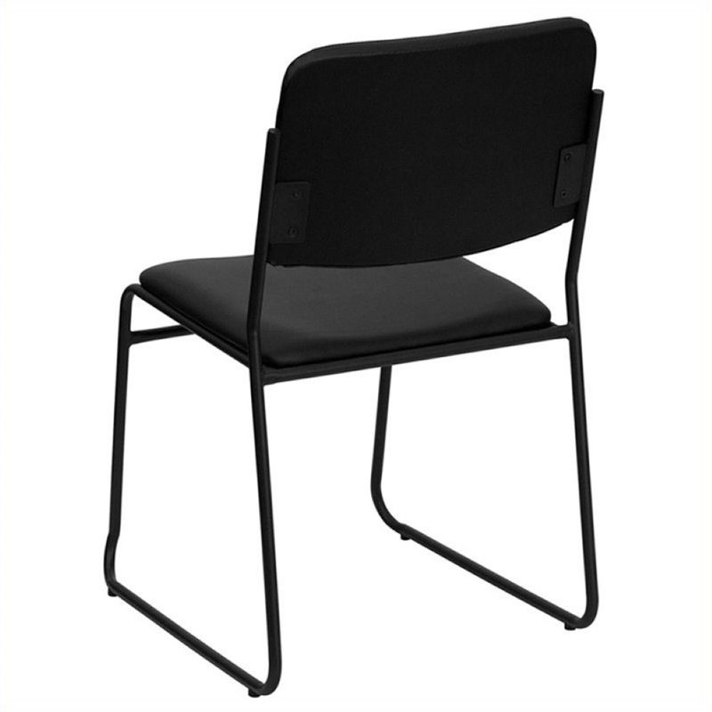 Scranton & Co Faux Leather Stacking Chair with Sled Base in Black